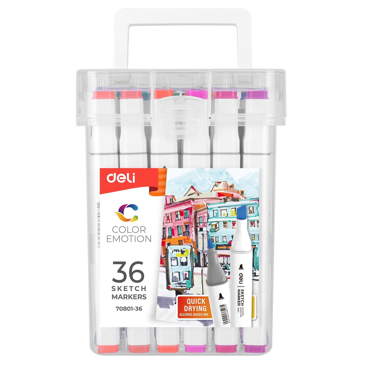 SET 36 MARKERE SKETCHING VARF DUBLU 1MM/7MM CUTIE PLASTIC DELI SET 36 MARKERE SKETCHING VARF DUBLU 1MM/7MM CUTIE PLASTIC DELI